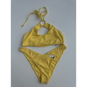 JMP The Label Yellow Textured Halter Bikini Set - XL NWT